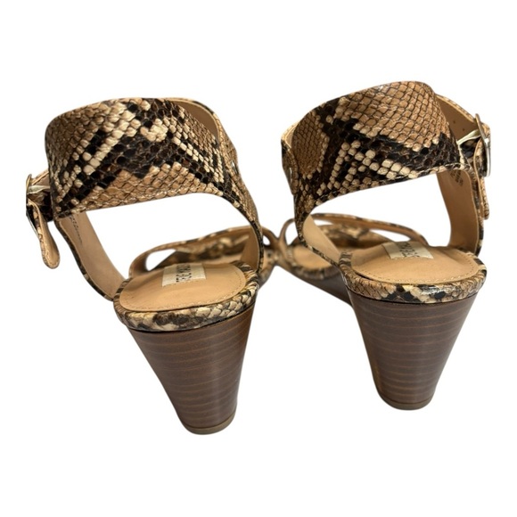 Steve Madden Graze Wedge Sandals Tan & Brown Snakeskin Size 9.5 Open Toe - Picture 6 of 14